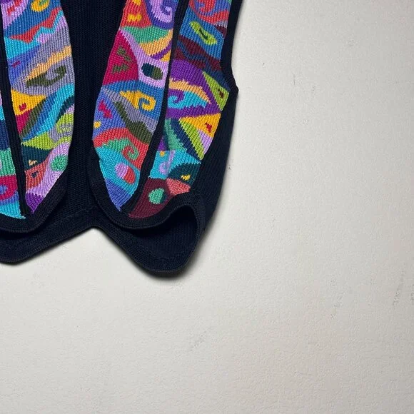 BS Collection Handmade Sweater Vest Women M Tapestry Abstract Pima Cotton Peru - Picture 8 of 11